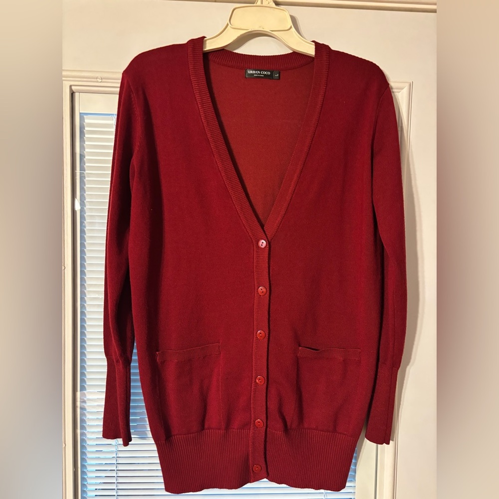 Elegant Burgundy Women's Cardigan